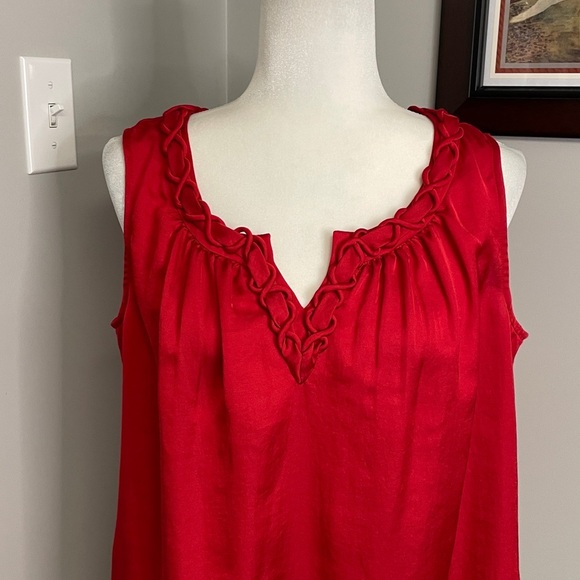 Talbots Red Twisted Tank Top Blouse Career Shirt Size 12 Womens Petite Plus - Picture 2 of 5